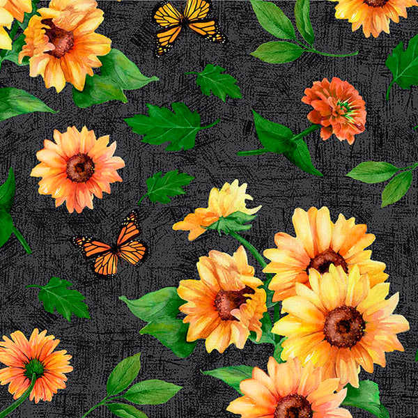 Wilmington Sunshine Whispers 28654 975 Black Sunflowers All Over By The Yard