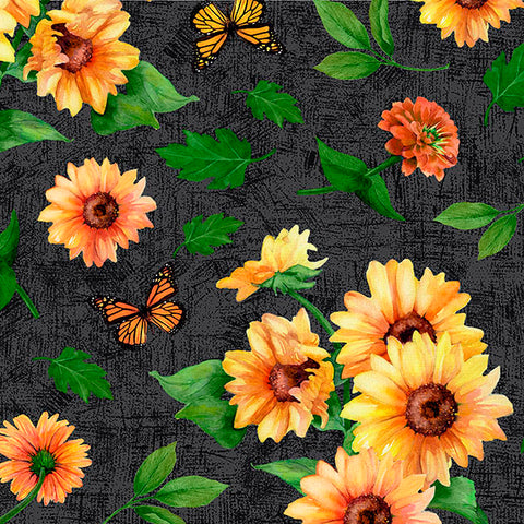 Wilmington Sunshine Whispers 28654 975 Black Sunflowers All Over By The Yard