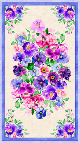 Wilmington Pansy Fields 28660 267 Multi Large Floral 24" PANEL By The PANEL (Not Strictly By The Yard))