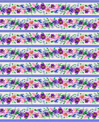 Wilmington Pansy Fields 28661 263 Multi Repeating Stripe By The Yard
