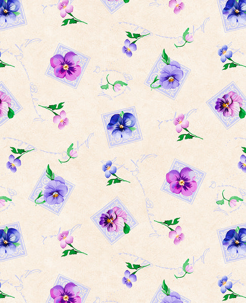 Wilmington Pansy Fields 28664 237 Cream Small Florals By The Yard