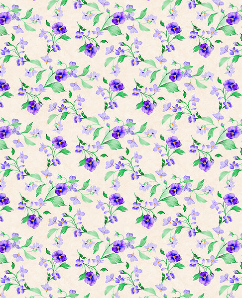 Wilmington Pansy Fields 28665 267 Cream Trailing Florals By The Yard
