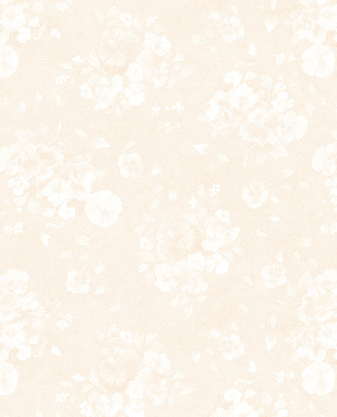 Wilmington Pansy Fields 28666 212 Cream Floral Silhouettes By The Yard