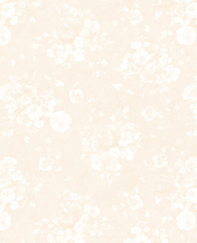 Wilmington Pansy Fields 28666 212 Cream Floral Silhouettes By The Yard