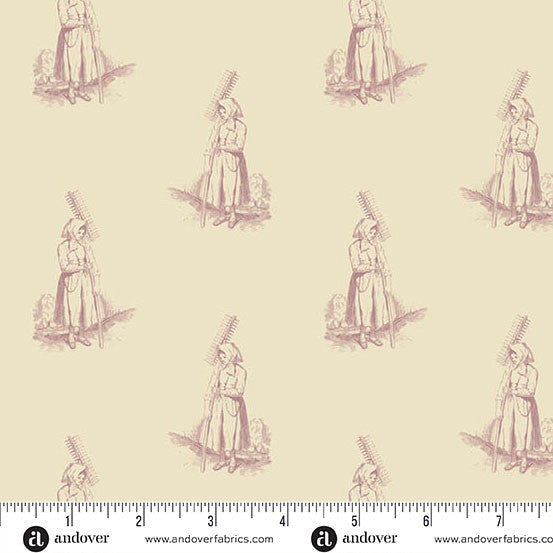 Andover Laundry Line 10081 E Cream Pink Farmer's Daughter By The Yard