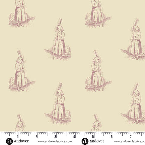 Andover Laundry Line 10081 E Cream Pink Farmer's Daughter By The Yard