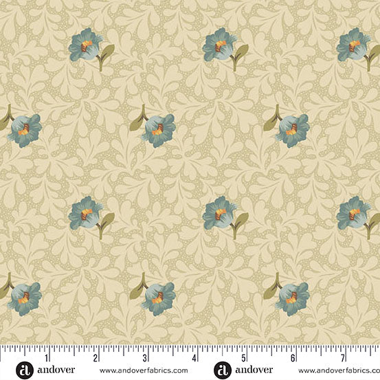 Andover Laundry Line 10099 B Cream Blue Buttercup By The Yard