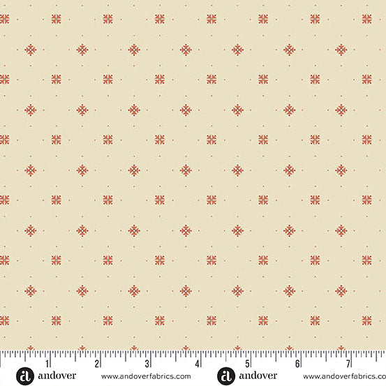 Andover Laundry Line 10102 R Cream Red Starshine By The Yard