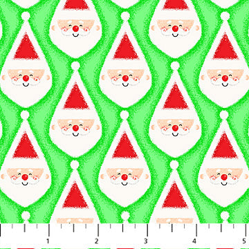 Patrick Lose Jolly Holiday 10309 71 Green Santa Baubles 1.75 YARDS