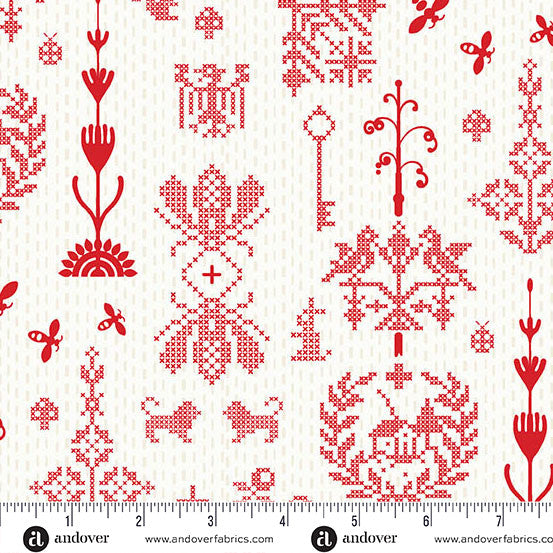 Andover Jinny 10334 R Cherry Redwork By The Yard