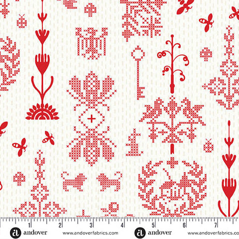 Andover Jinny 10334 R Cherry Redwork By The Yard