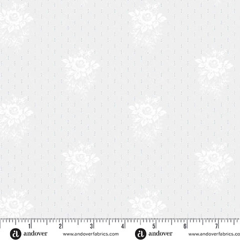 Andover Simply Light 10448 C Silver Petite Bouquet By The Yard