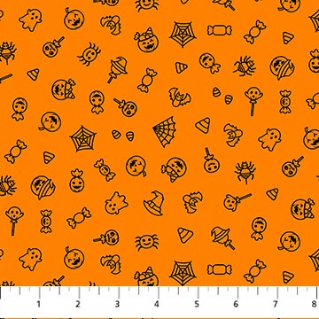 Patrick Lose - Trick Or Treat 10482 59 Halloween Doodle Orange By The Yard