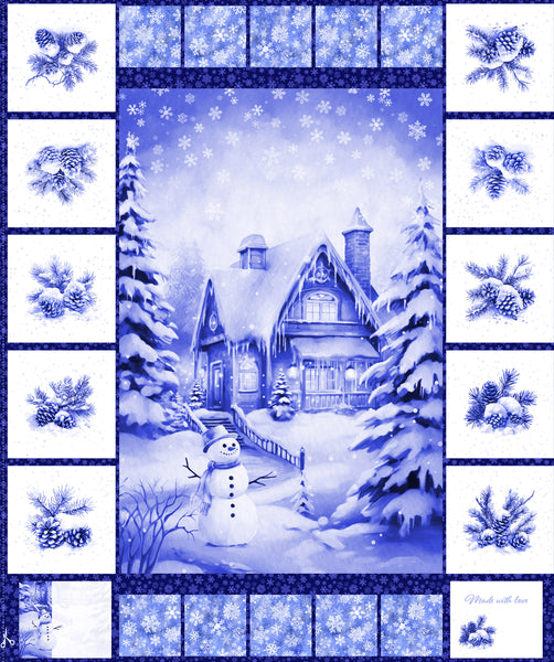 Northcott Winter Twilight 10774 10 Delft Winter Twilight 36" PANEL By The PANEL (Not Strictly By The Yard)