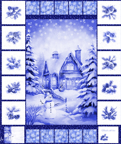 Northcott Winter Twilight 10774 10 Delft Winter Twilight 36" PANEL By The PANEL (Not Strictly By The Yard)