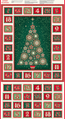 Andover/Makower Good Tidings MU110 1 Multi Advent Calendar 24" PANEL By The PANEL (Not Strictly By The Yard)