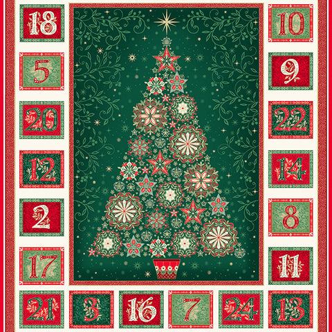 Andover/Makower Good Tidings MU110 1 Multi Advent Calendar 24" PANEL By The PANEL (Not Strictly By The Yard)