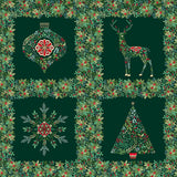 Andover/Makower Good Tidings MU111 G Green Squares 24" Block PANEL By The PANEL (Not Strictly By The Yard)