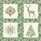 Andover/Makower Good Tidings MU111 Q Cream Squares 24" Block PANEL By The PANEL (Not Strictly By The Yard)