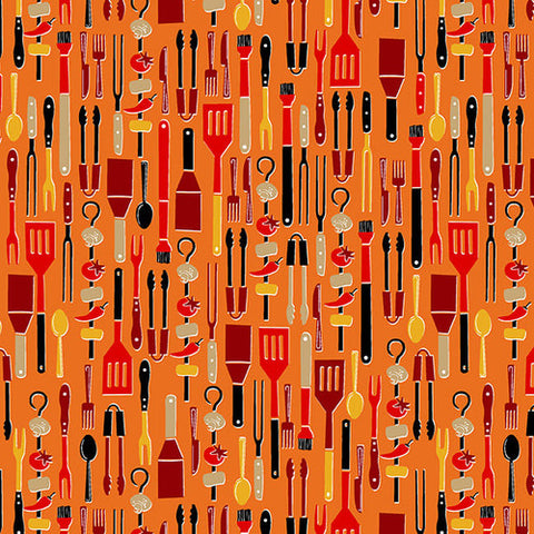 Henry Glass & Co. Grill & Chill 1207 33 Grilling Utensils Orange By The Yard