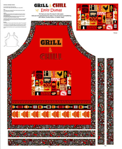 Henry Glass & Co. Grill & Chill 1217 89 Grilling Apron Kit 36" PANEL By The PANEL (Not Strictly By The Yard)