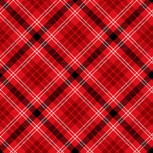 Henry Glass & Co. Snow Crew 1285 88 Red Bias Large Plaid By The Yard