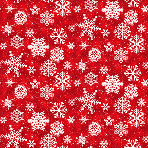 Henry Glass & Co. Snow Crew 1288 88 Red Snowflakes By The Yard