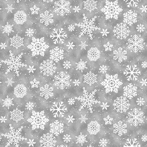 Henry Glass & Co. Snow Crew 1288 90 Gray Snowflakes By The Yard