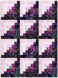 Kit de edredón de cabaña de troncos precortado con impresión digital Hoffman de 12 bloques - romance de primavera