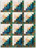 Kit de courtepointe en rondins de 12 blocs prédécoupés en batik artisanal Kaufman - arc-en-ciel rétro