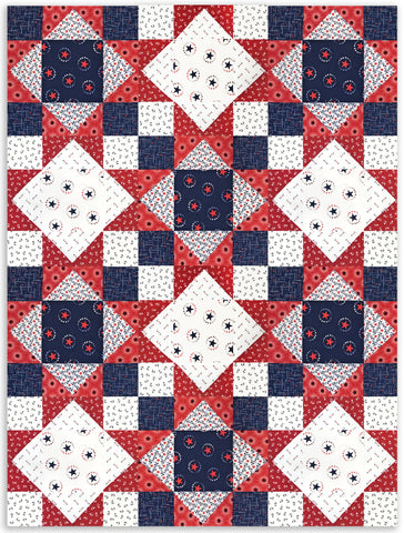 Andover Pre-Cut 12 Block King's Crown Quilt Kit - Salute