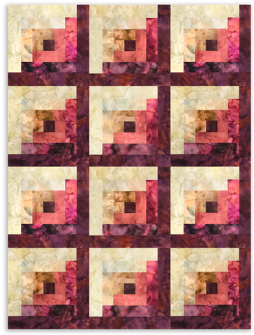 Hoffman-Aquarell-Batik-Vorschnitt-Quilt-Set mit 12 Blöcken für Blockhütten – Beerentarte