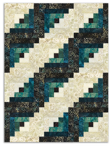 Jordan Fabrics Batik Pre-cut 12 Block Log Cabin Quilt Kit - Java