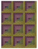 Moda Pre-cut 12 Block Log Cabin Quilt Kit - Garden Gatherings -  Green & Purple