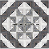 Andover Pre-Cut 12 Block Log Cabin Quilt Kit - Mellow Drama - DARK