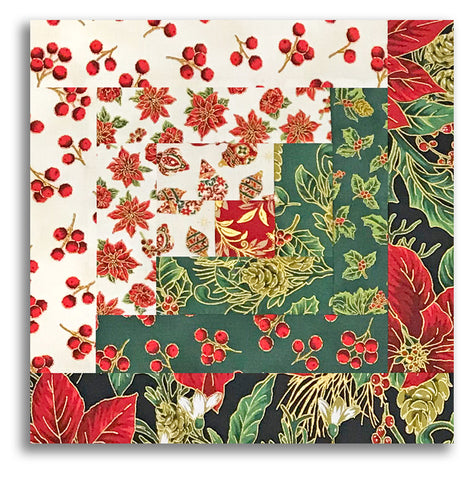 Jordan Fabrics Pre-Cut Log Cabin Table Runner Kit - Christmas Blossom - Christmas Joy