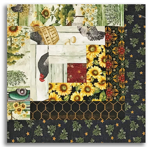 Henry Glass & Co. Pre-Cut 12 Block Log Cabin Quilt Kit - Chicken Shack - COOP