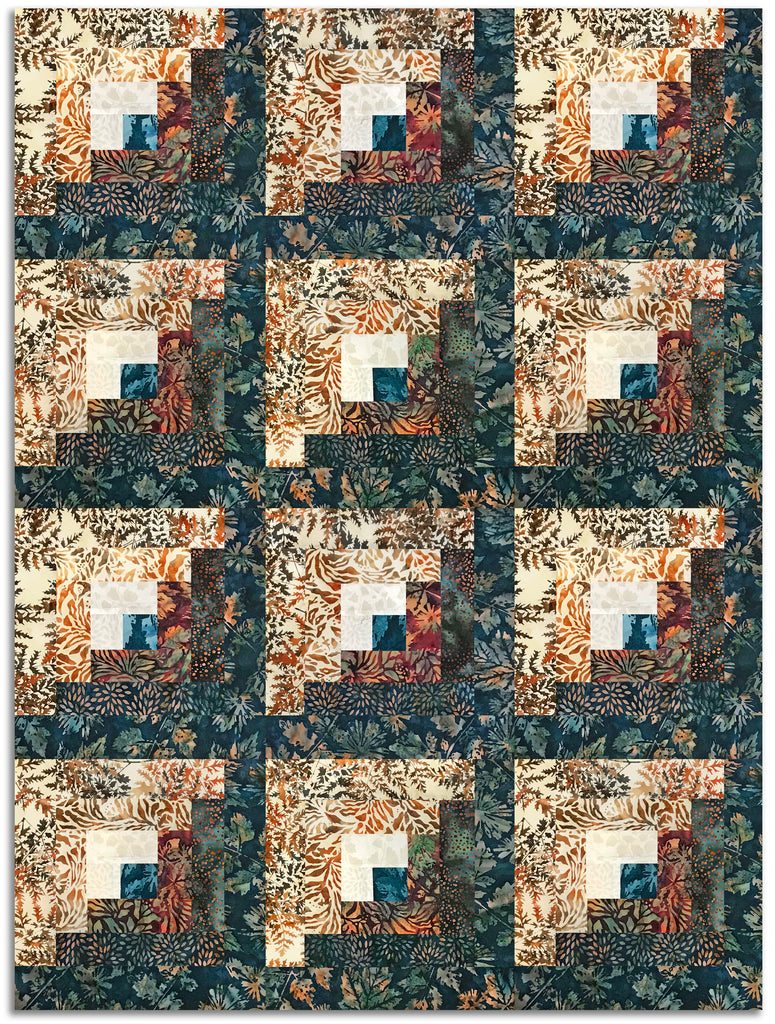 Hoffman Bali Batiks Pre-Cut 12 Block Log Cabin Quilt Kit - Driftwood ...