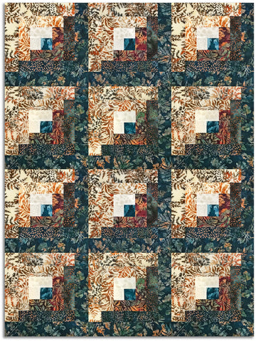 Hoffman Bali Batiks Pre-Cut 12 Block Log Cabin Quilt Kit - Driftwood - SAND