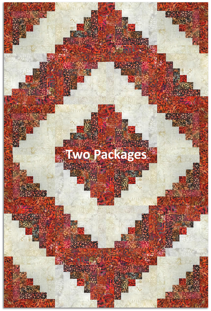 Hoffman Bali Batiks PreCut 12 Block Log Cabin Quilt Kit Paprika