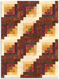 Hoffman Watercolor Batiks Pre-Cut 12 Block Log Cabin Quilt Kit - Joyful Harvest