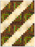 Hoffman Watercolor Batik Pre-Cut 12 Block Log Cabin Quilt Kit - Evergreen Tree