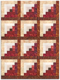 Hoffman Watercolor Batiks Pre-Cut 12 Block Log Cabin Quilt Kit - Summer Campfire