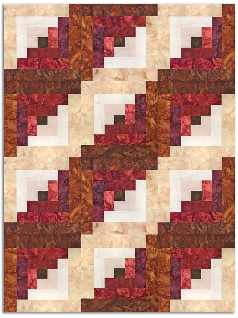 Hoffman Watercolor Batiks Pre-Cut 12 Block Log Cabin Quilt Kit - Summe ...