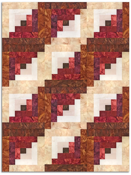 Hoffman Watercolor Batiks Pre-cut 12 Block Log Cabin Quilt Kit - Summe 