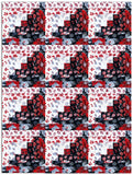 Jordan Fabrics Pre-Cut 12 Block Log Cabin Quilt Kit - Christmas Blossom Silver Poinsettia