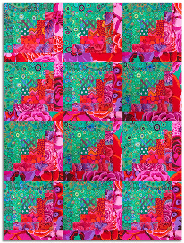 Free Spirit Kaffe Fassett Pre-cut 12 Block Log Cabin Quilt Kit - Jade/Magenta