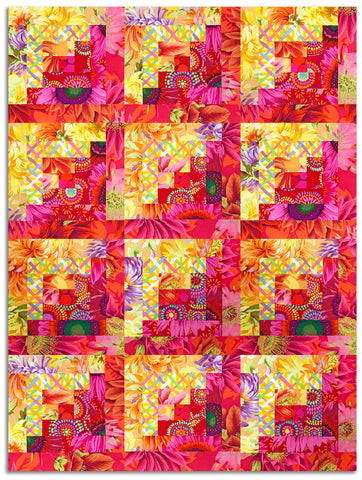 Free Spirit Kaffe Fassett Pre-cut 12 Block Log Cabin Quilt Kit - Sunshine