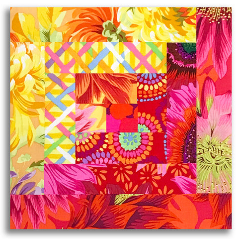 Free Spirit Kaffe Fassett Pre-cut 12 Block Log Cabin Quilt Kit - Sunshine