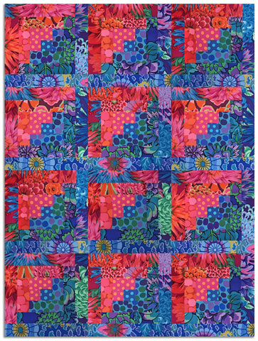 Free Spirit Kaffe Fassett Pre-cut 12 Block Log Cabin Quilt Kit - Blue Bouquet